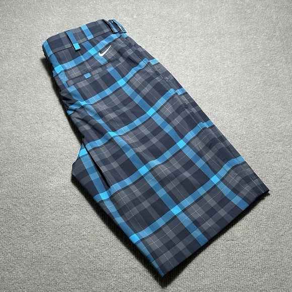 Nike Golf Tour Performance Dri Fit Shorts Mens 30 Blue Purple Check Athletic - Picture 1 of 7